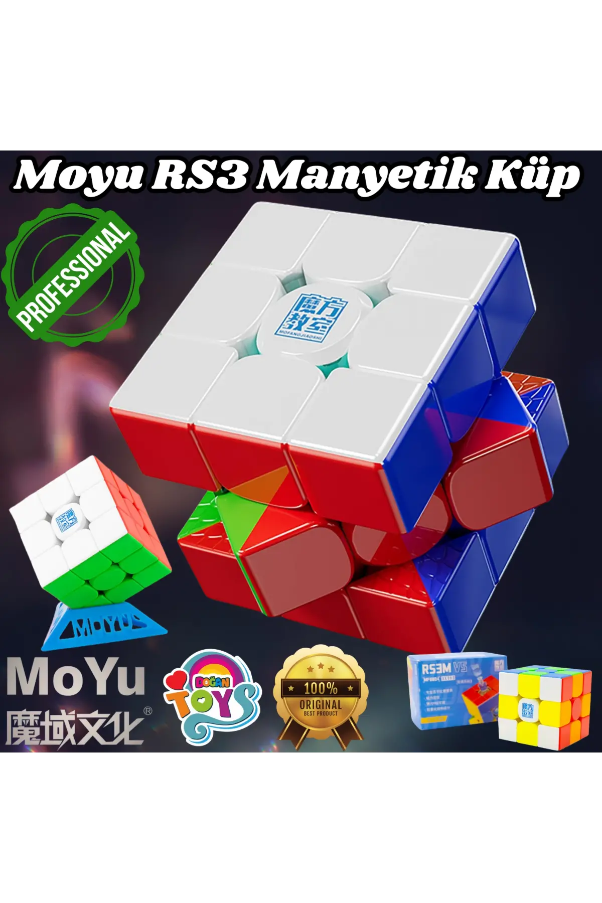 Orijinal MoYu 3x3 RS3M Manyetik Çift Modülasyon Küp - Moyu Speed Cube - Moyu RS3M 3x3 Zeka Küpü - Zeka Küpü - Magnetic Cube