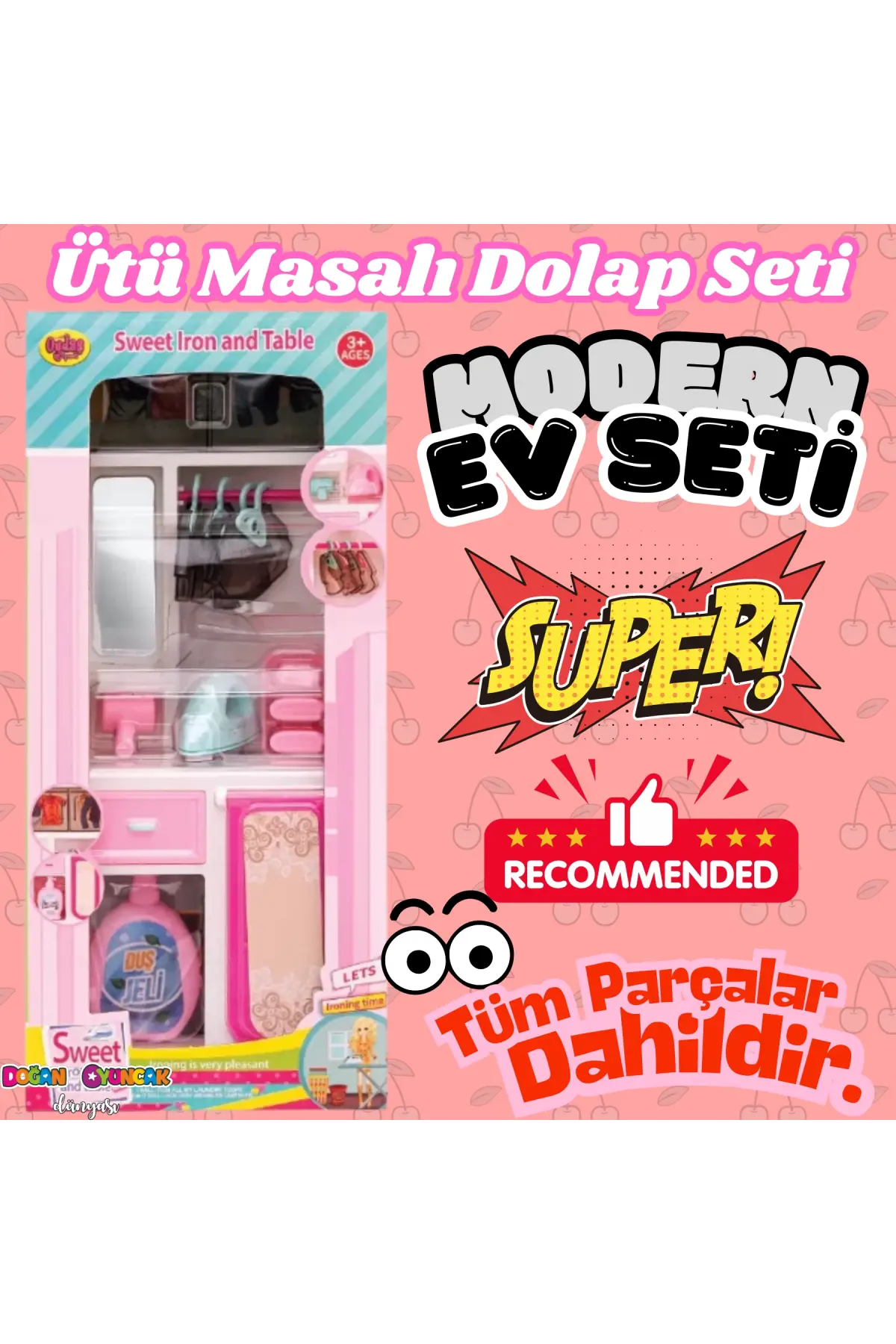 Ütü Masalı Banyo Seti - Modern Banyo Seti - Minyatür Ev Oyuncak Seti - Banyo Oyuncak Seti - Ütü Masası Oyuncak