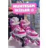Slikon Tekerli Pembe Paten 31-34 Numara - Silikon Tekerli Paten Alıştırma Pateni - Silikon Tekerlekli