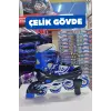 Slikon Tekerli Mavi Paten 31-34 Numara - Silikon Tekerli Paten Alıştırma Pateni - Silikon Tekerlekli