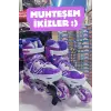 Slikon Tekerli Mor Paten 35-38 Numara - Silikon Tekerli Paten Alıştırma Pateni - Silikon Tekerlekli