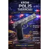Mantar Patlatan Metal Krom Polis Tabancası - Metal Polis Silahı Çelik Mantar Silahı