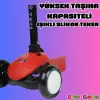 Lupa Katlanabilir Işıklı 3 Tekerlekli Kırmızı Scooter - Işıklı Scooter - Slikon Teker Scooter - Çocuk Scooter - İttir Git