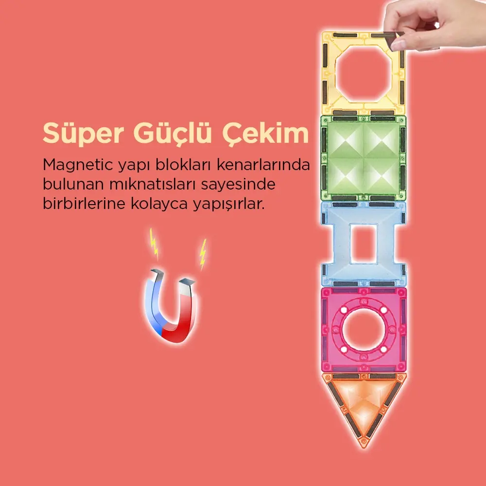 Orijinal Magnetic Tiles Star Diamond Light Version 89 Parça Işıklı
