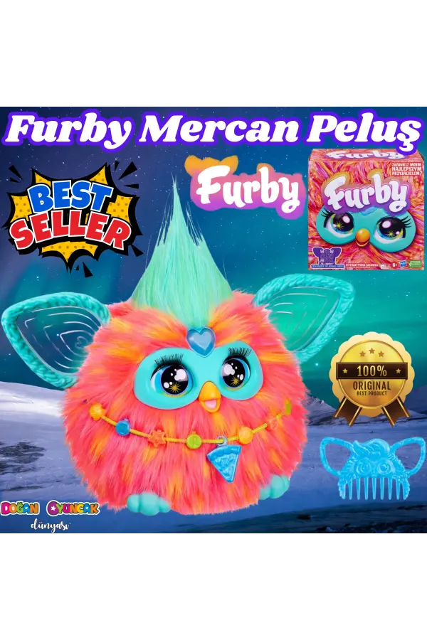 Furby Mercan Renkli İnteraktif Pelüş Oyuncak - Furby Peluşu - Furby Oyuncak Peluş - Konuşan Furby Oyuncak