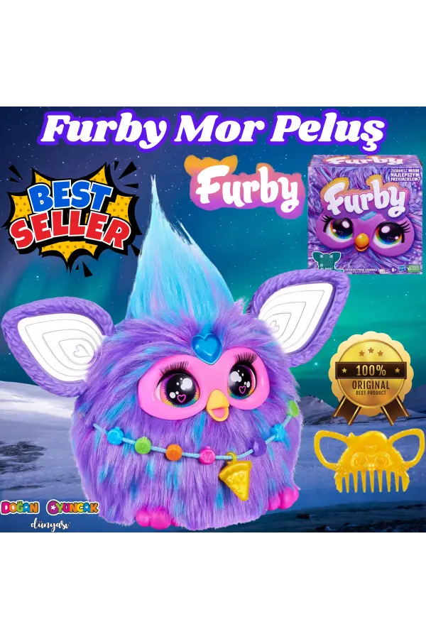 Furby Mor Renkli İnteraktif Pelüş Oyuncak - Furby Peluşu - Furby Oyuncak Peluş - Konuşan Furby Oyuncak
