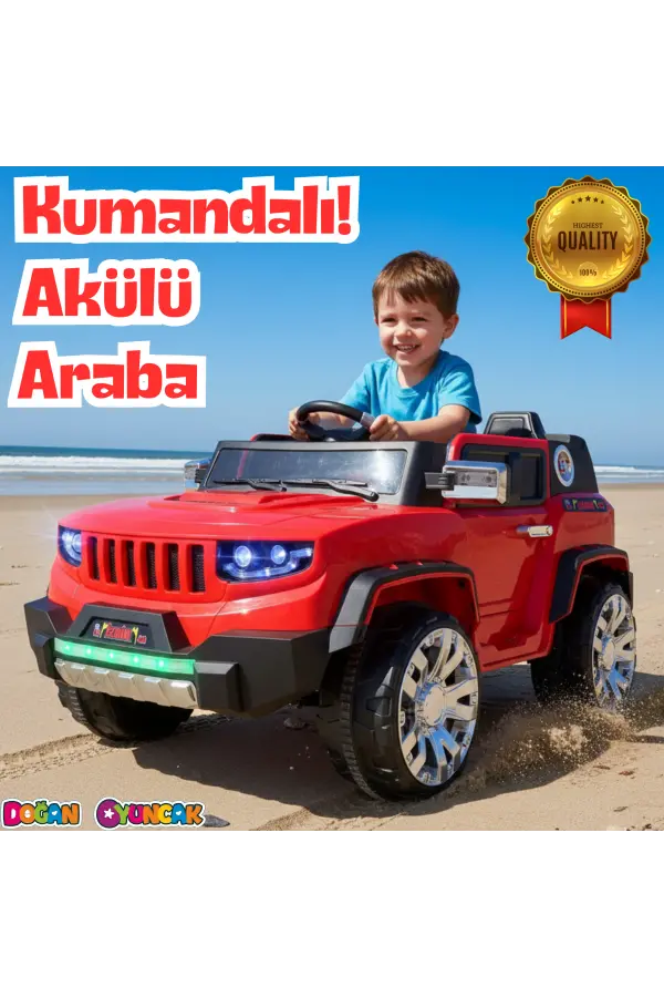 İznik Kırmızı Uzaktan Kumandalı 4X2 12 Volt Akülü Araba - RC Jeep Akülü Araba