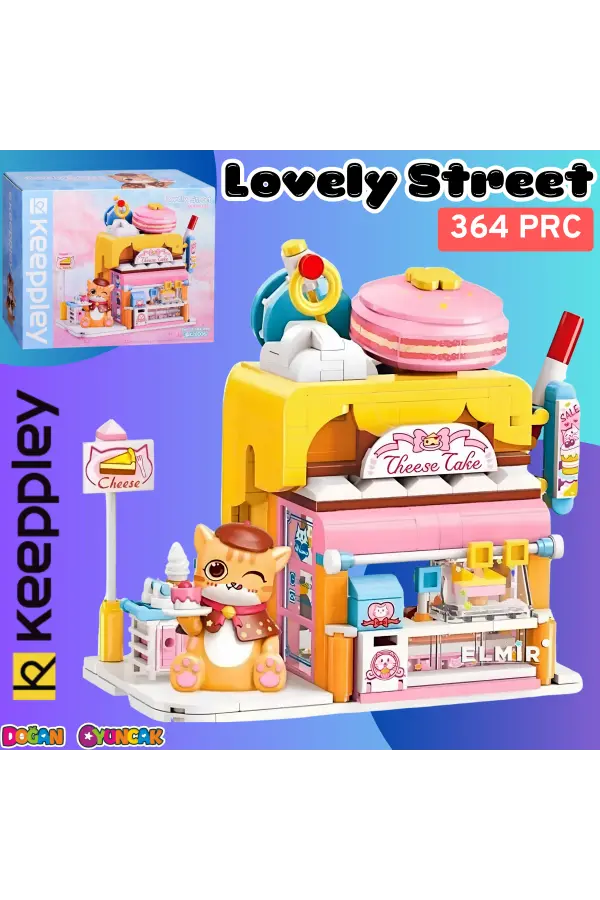 Mikro Blok Kırmızı Kedi Kek Dükkanı 364 Parça - Lego Setleri - Keeppley Mini Lego - Keeppley Lego - Mikro Bloklar