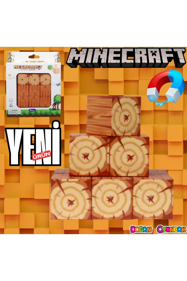 Minecraft Ağaç Gövdesi Desenli Blok Manyetik Lego Minecraft Manyetik Lego Minecraft Lego Megnetic Blocks
