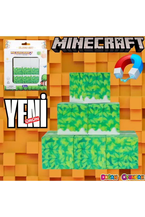 Minecraft Karlı Çimen Desenli Blok Manyetik Lego Minecraft Manyetik Lego Minecraft Lego Megnetic Blocks