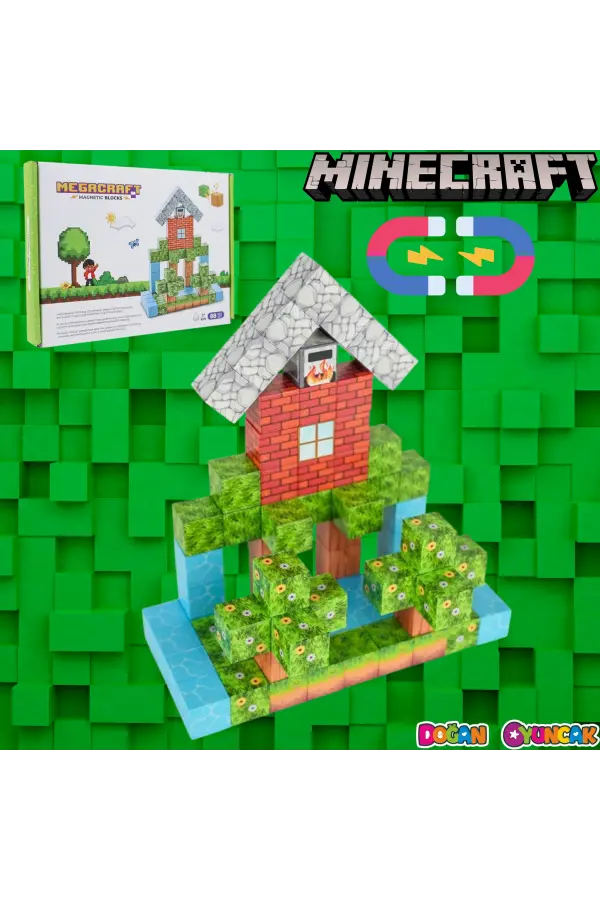 Minecraft Orman Temalı 88 Parça Manyetik Lego Minecraft Manyetik Lego Minecraft Lego Megnetic Blocks