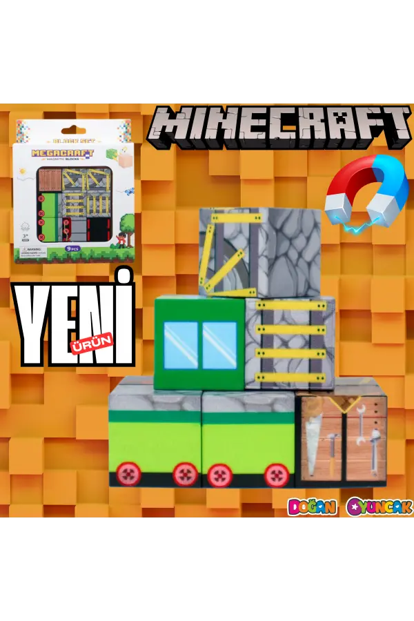 Minecraft Tren Desenli Blok Manyetik Lego Minecraft Manyetik Lego Minecraft Lego Megnetic Blocks