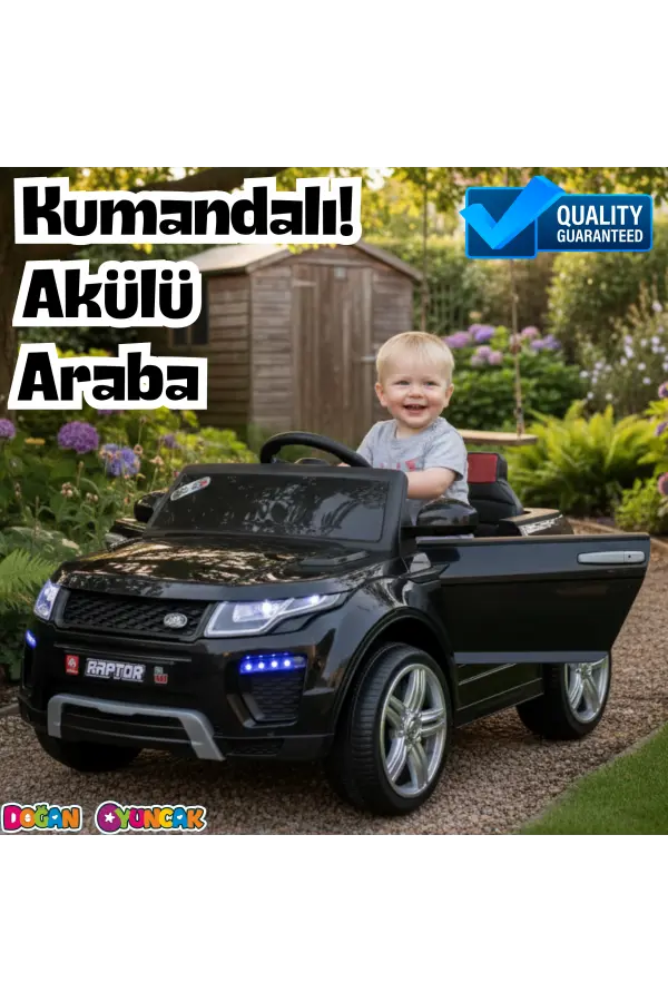 Raptor GT Siyah Uzaktan Kumandalı 4X2 12 Volt Akülü Araba - RC Land Rover Akülü Araba Range Rover