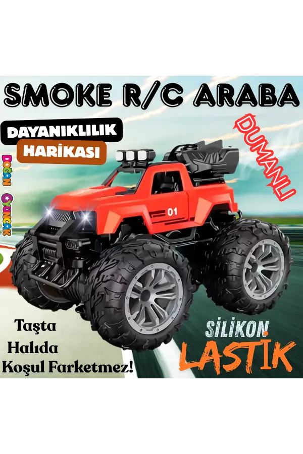 Smoke R/C Araba Kırmızı - Uzaktan Kumandalı Duman Atan Araba - Dumanlı Kumandalı Araba - Uzaktan Kumandalı Araba