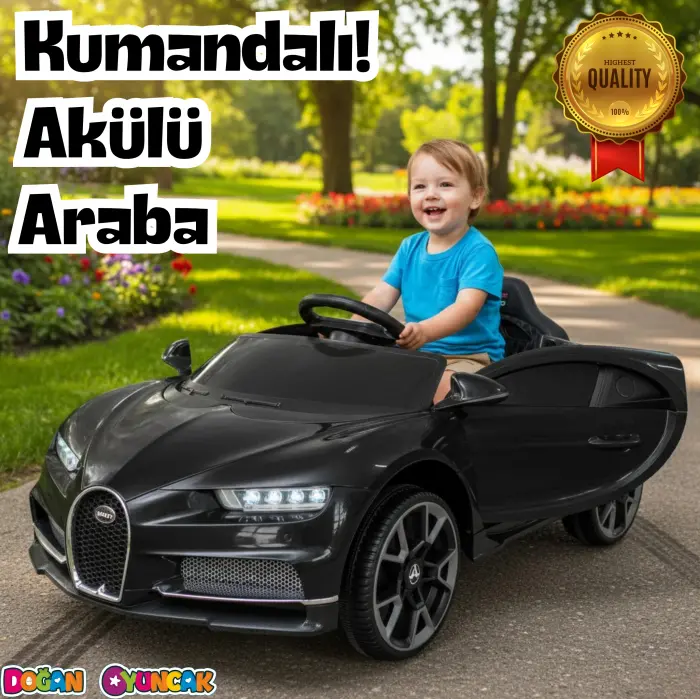 Bravo GT Siyah Uzaktan Kumandalı 4X2 12 Volt Akülü Araba - RC Bugatti Akülü Araba