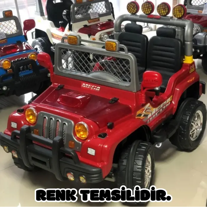 Çift Kişilik Mega Akülü Araba Siyah - 12 Volt İki Kişilik Akülü Araba Akülü JEEP - Mega Off Road Turbo Jeep