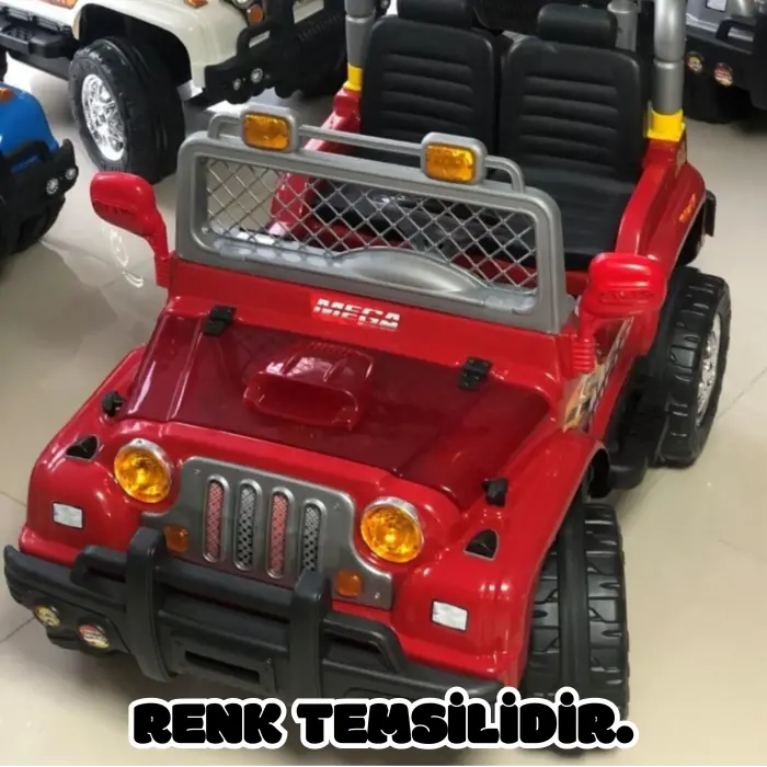 Çift Kişilik Mega Akülü Araba Siyah - 12 Volt İki Kişilik Akülü Araba Akülü JEEP - Mega Off Road Turbo Jeep