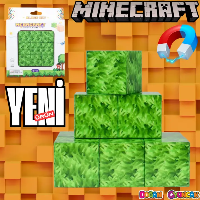 Minecraft Çimen Desenli Blok Manyetik Lego Minecraft Manyetik Lego Minecraft Lego Megnetic Blocks