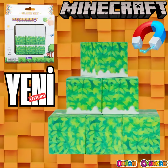 Minecraft Karlı Çimen Desenli Blok Manyetik Lego Minecraft Manyetik Lego Minecraft Lego Megnetic Blocks