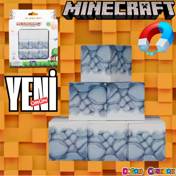 Minecraft Karlı Taş Desenli Blok Manyetik Lego Minecraft Manyetik Lego Minecraft Lego Megnetic Blocks