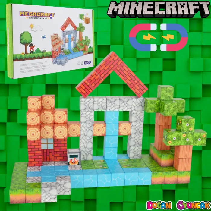 Minecraft Orman Temalı 119 Parça Manyetik Lego Minecraft Manyetik Lego Minecraft Lego Megnetic Blocks
