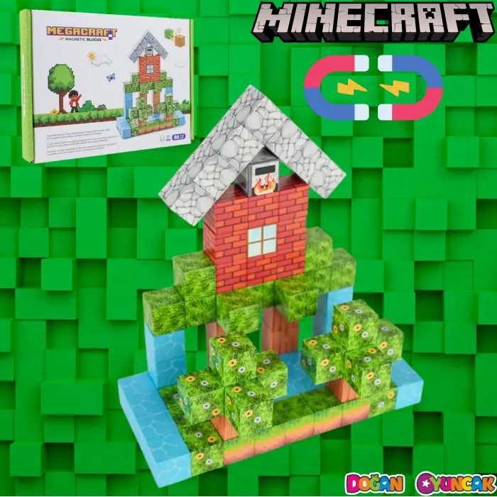 Minecraft Orman Temalı 88 Parça Manyetik Lego Minecraft Manyetik Lego Minecraft Lego Megnetic Blocks