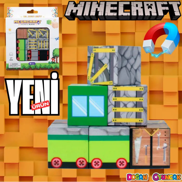 Minecraft Tren Desenli Blok Manyetik Lego Minecraft Manyetik Lego Minecraft Lego Megnetic Blocks