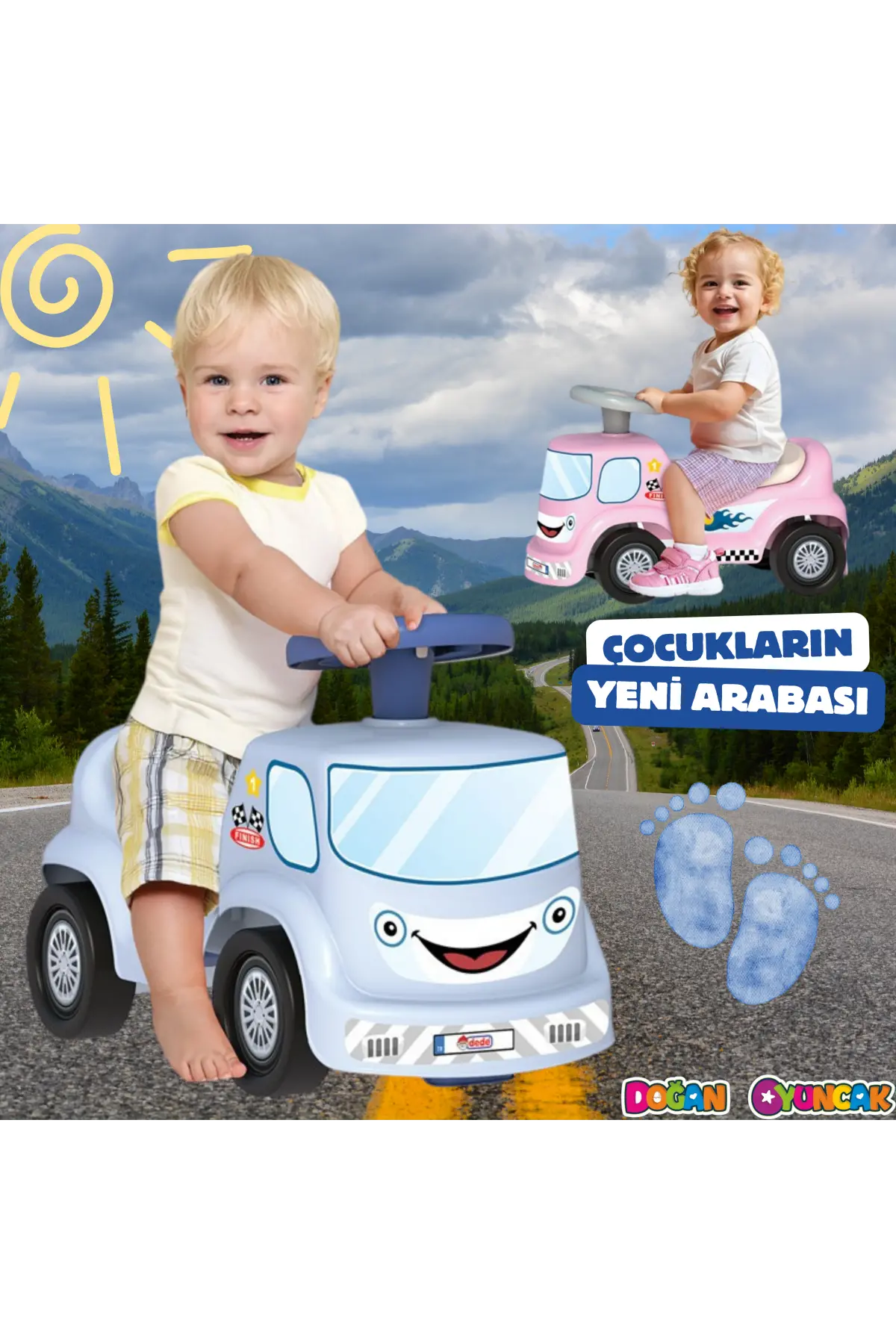 Go Hero İlk Arabam Pembe - Binmeli Araba İlk Arabam - Çocuk Arabası - İlk Adım Arabası - 4 Teker Araç