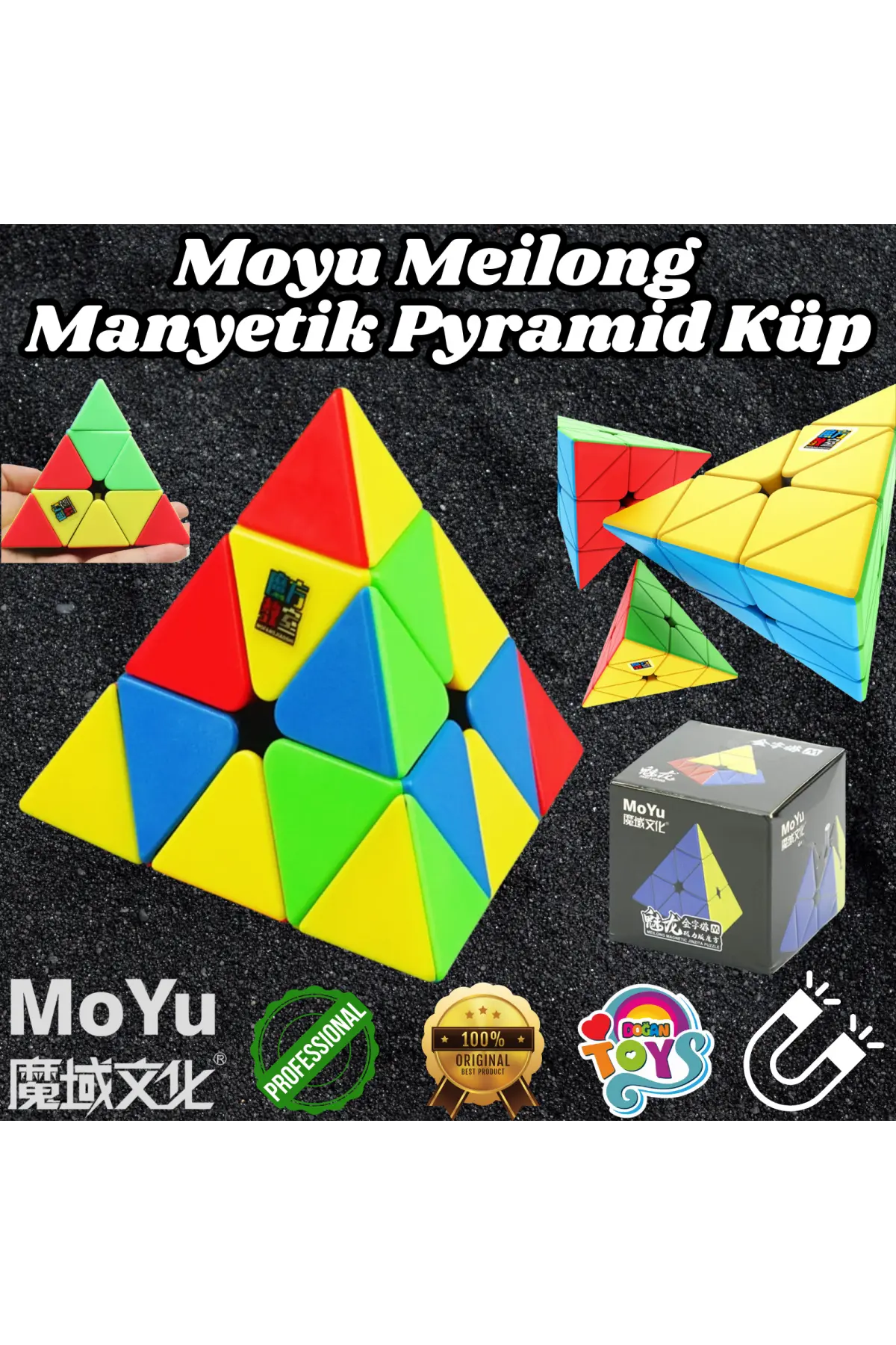 Orijinal MoYu Meilong Piramit Manyetik Küp - Moyu Speed Cube - Moyu Piramit Zeka Küpü - Zeka Küpü - Magnetic Cube