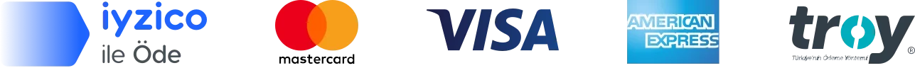 İyzico, Mastercard, Visa, American Express ve Troy ile güvenli ödeme