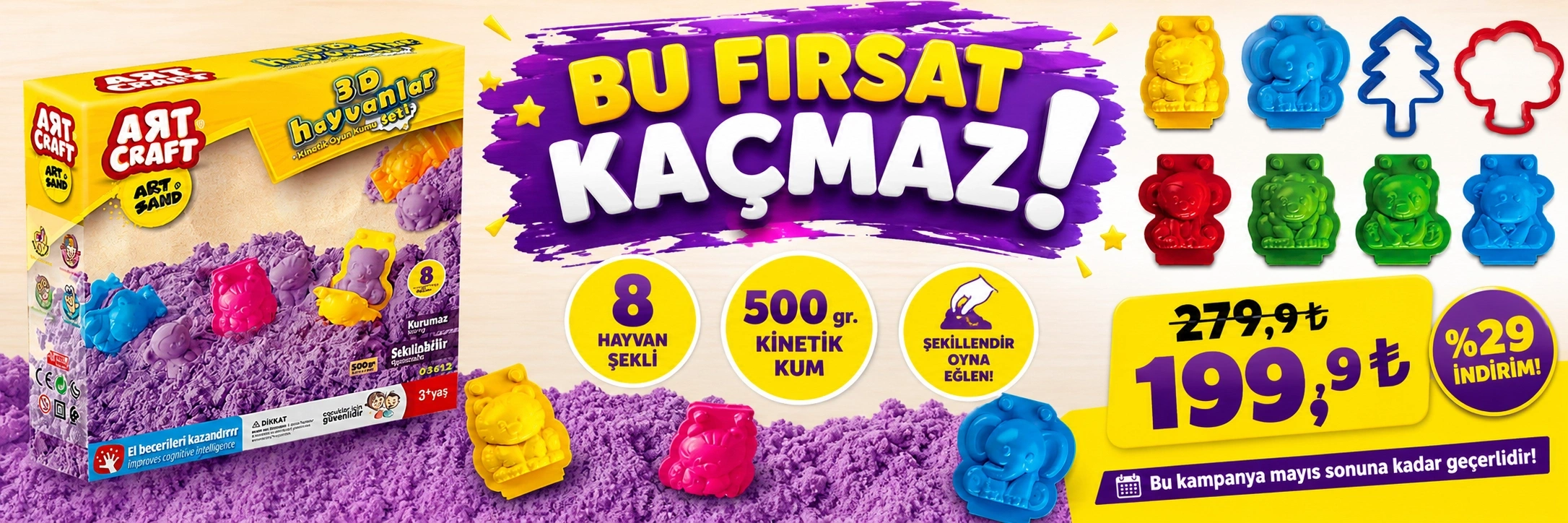 Art Sand 3D Hayvanlar Seti 500 Gr.
