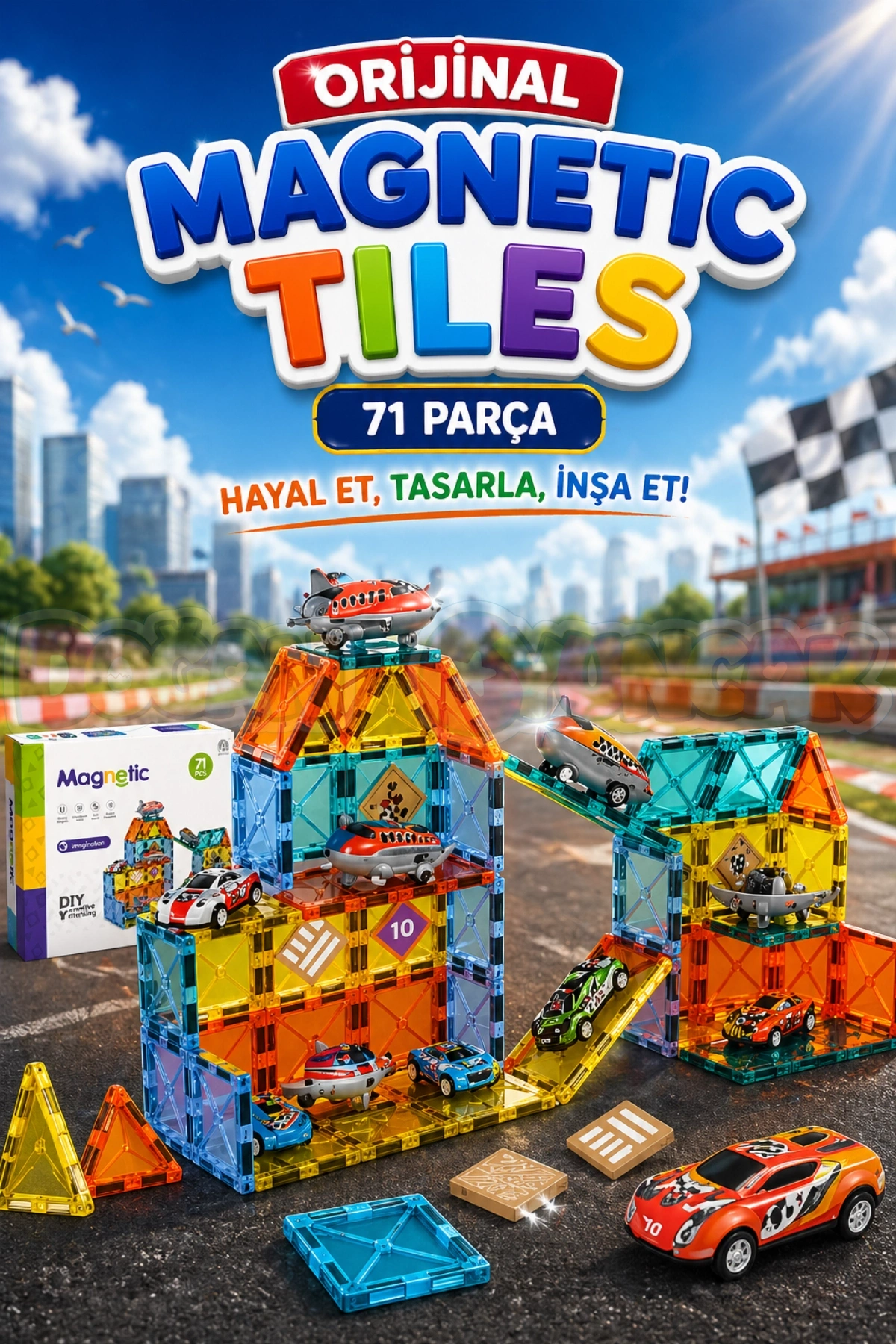 Orijinal Magnetic Tiles 71 Parça Manyetik Lego - Magnetic Magical