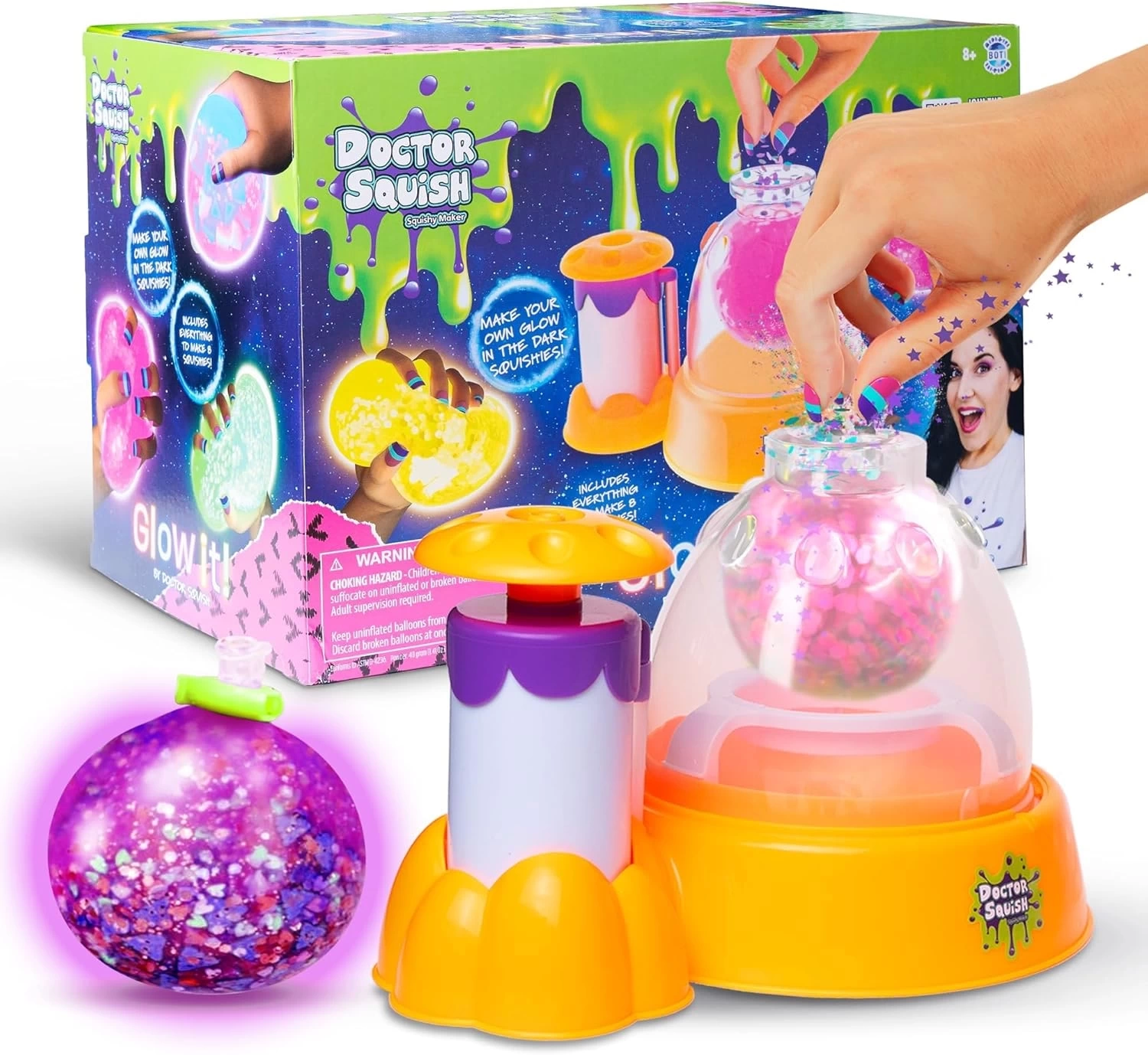 Doctor Squish Maker Station Neon, Parlak Simli Sukuşi Yapım Seti - Slime Yapma Seti - Doktor Sukuşi - Sukuşi Yap Oyuncak