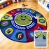 Okuma Zamanı Dijital Eğitici Çocuk Halısı 200 cm. - Saat Anaokulu Halısı - Yuvarlak Kreş Halısı