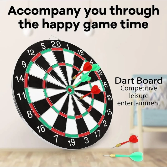 17 inc. İğneli Dart Tahtası Seti (40 cm.) - Oyuncak Dart Seti - İğneli Dart Oyuncak - Dart Oyunu Seti