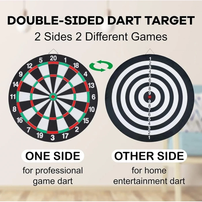 17 inc. İğneli Dart Tahtası Seti (40 cm.) - Oyuncak Dart Seti - İğneli Dart Oyuncak - Dart Oyunu Seti