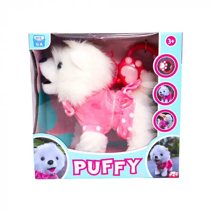 Pilli Sesli Yürüyen Sevimli Köpek Puffy - Kumandalı Peluş Köpek - Havlayan Sevimli Köpek - Hareket Eden Köpek