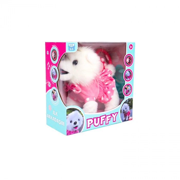 Pilli Sesli Yürüyen Sevimli Köpek Puffy - Kumandalı Peluş Köpek - Havlayan Sevimli Köpek - Hareket Eden Köpek