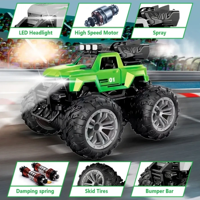 Smoke R/C Araba Yeşil - Uzaktan Kumandalı Duman Atan Araba - Dumanlı Kumandalı Araba - Uzaktan Kumandalı Araba