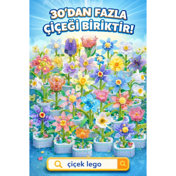 Mikro Blok Sarı Gül Çiçek Lego - Lego Setleri Mini Lego - Çiçek Lego - Blossom Çiçek Lego