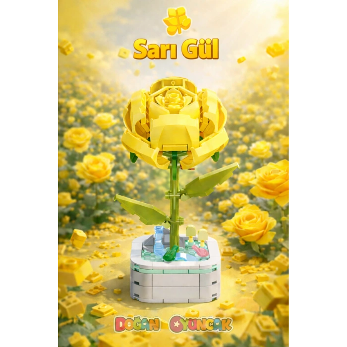 Mikro Blok Sarı Gül Çiçek Lego - Lego Setleri Mini Lego - Çiçek Lego - Blossom Çiçek Lego