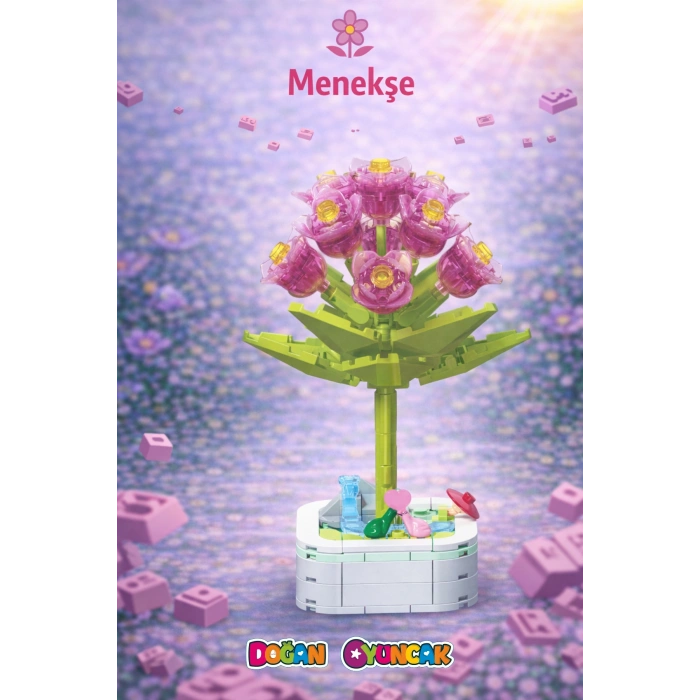 Mikro Blok Kristal Menekşe Çiçek Lego - Lego Setleri Mini Lego - Çiçek Lego - Blossom Çiçek Lego