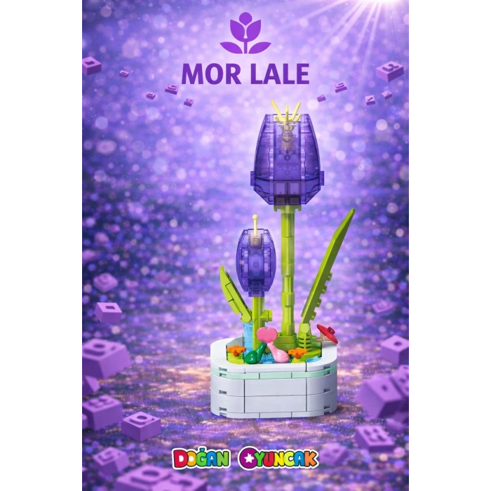 Mikro Blok Kristal Mor Lale Çiçek Lego - Lego Setleri Mini Lego - Çiçek Lego - Blossom Çiçek Lego