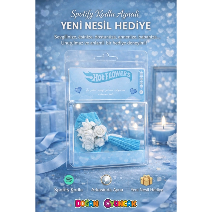 Hot Flowers Aynalı Çiçek Mavi - Hediyelik Hotflowers Çiçek Mini Buket Spotify Hotflowers Çiçek