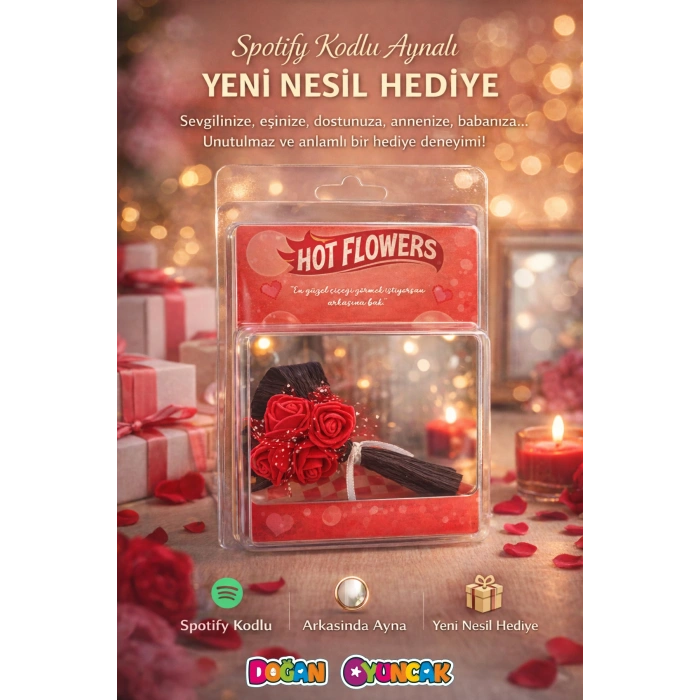 Hot Flowers Aynalı Çiçek Kırmızı - Hediyelik Hotflowers Çiçek Mini Buket Spotify Hotflowers Çiçek