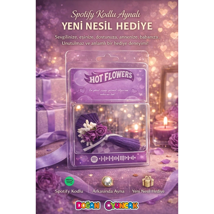 Hot Flowers Aynalı Çiçek Mor - Hediyelik Hotflowers Çiçek Mini Buket Spotify Hotflowers Çiçek