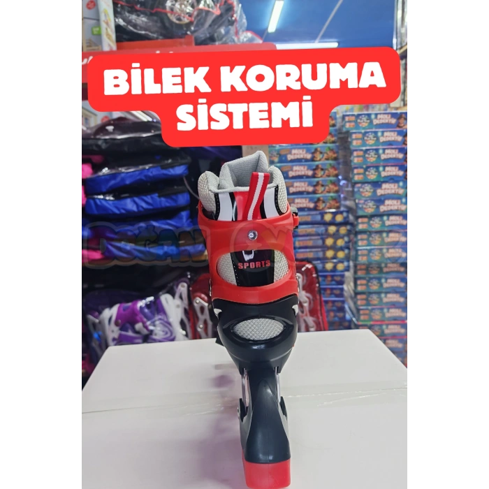 Slikon Tekerli Kırmızı Paten 39-42 Numara - Silikon Tekerli Paten Alıştırma Pateni - Silikon Tekerlekli