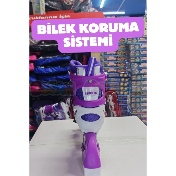 Slikon Tekerli Mor Paten 31-34 Numara - Silikon Tekerli Paten Alıştırma Pateni - Silikon Tekerlekli