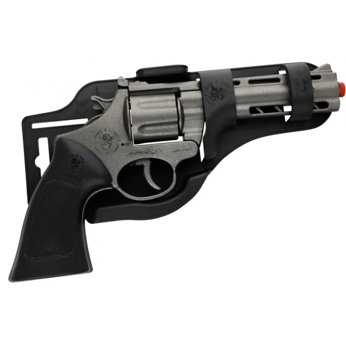 Mantar Patlatan Metal Krom Kovboy Tabancası - Metal Kovboy Silahı Çelik Mantar Silahı