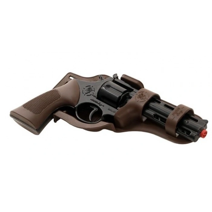 Mantar Patlatan Metal Siyah Kovboy Tabancası - Metal Kovboy Silahı Çelik Mantar Silahı